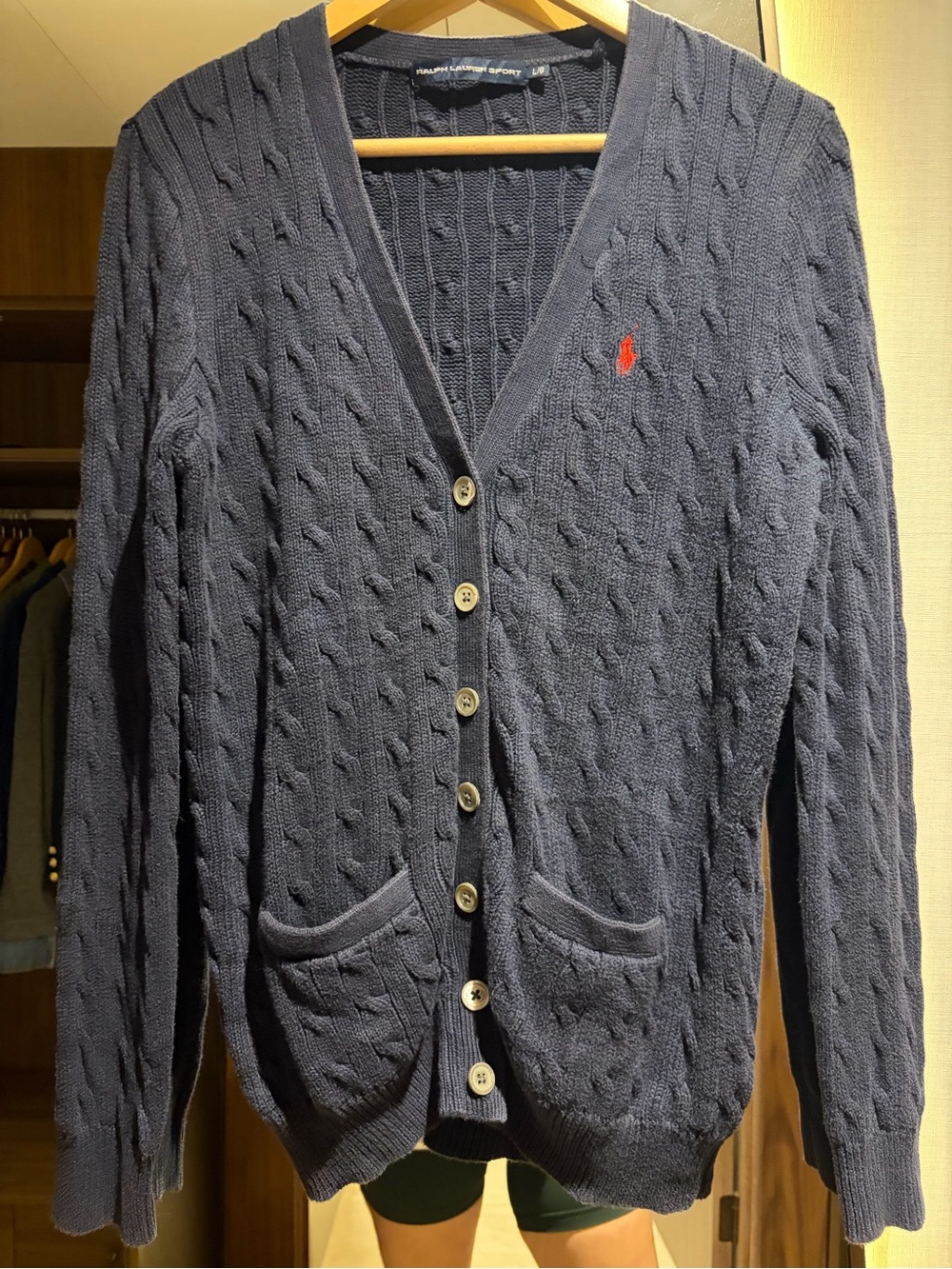 🐎💙Vintage 90s Preppy Chic Polo by Ralph Lauren Navy Cable-Knit Cardigan❤️🐎